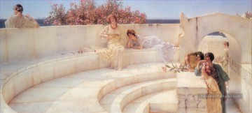 Sous le toit de Bleu Ionien Romantique Sir Lawrence Alma Tadema Peinture à l'huile